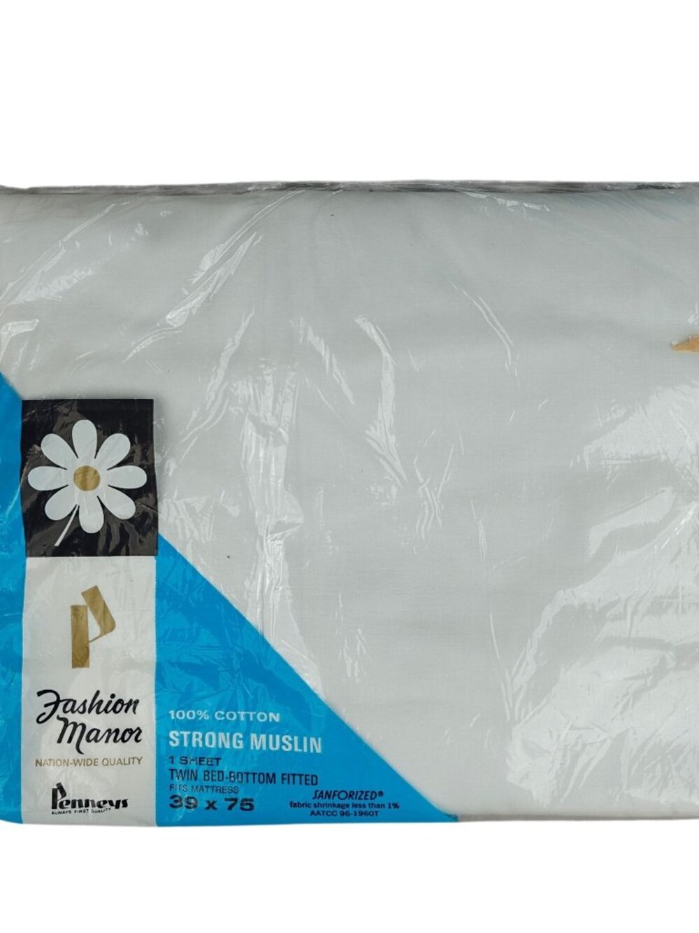 NEW Fashion Manor 100% Cotton Strong Muslin Twin Fitted Sheet 39x75 White